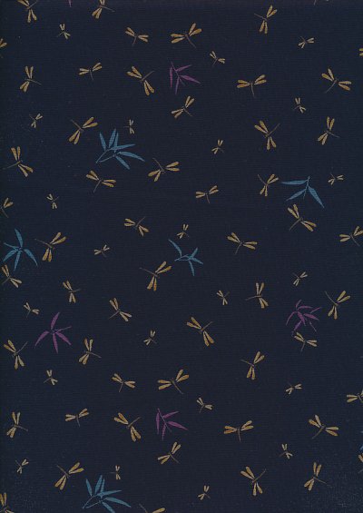 Sevenberry Japanese Fabric - Dragonflies Navy