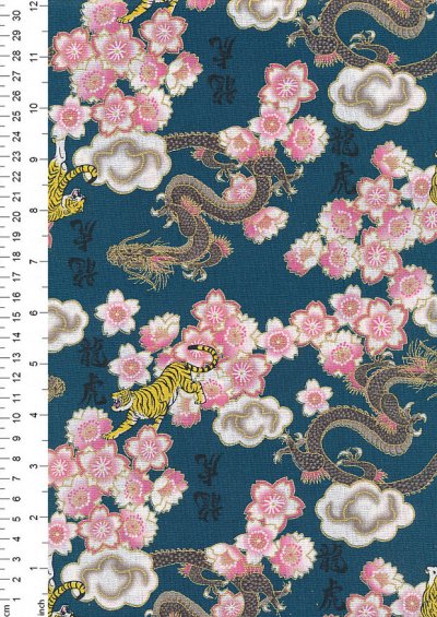 Traditional Japanese Print - Turquoise 61560 Col 2
