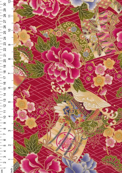 Traditional Japanese Print - Red 60440 Col 103