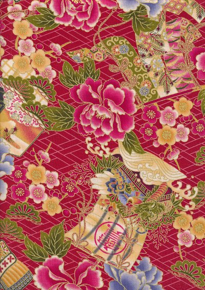 Traditional Japanese Print - Red 60440 Col 103