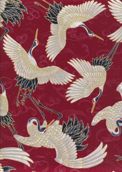 Sevenberry Japanese Fabric - Kimono Print HIRODAI Red 61610 Col 103