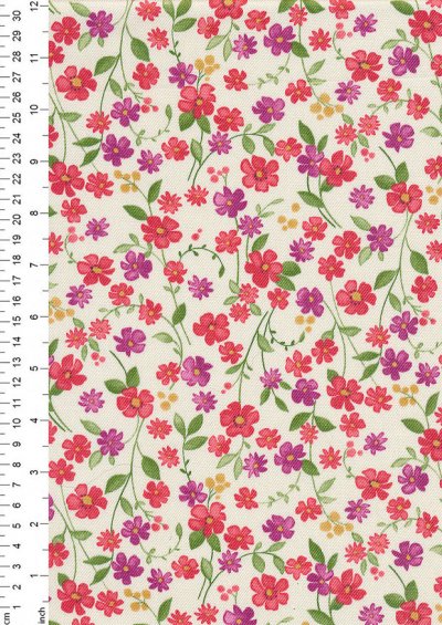 Sevenberry Japanese Fabric - Printed Twill Cottage Garden White