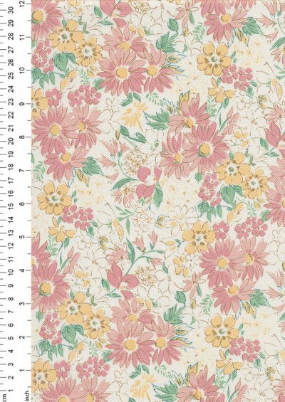 Sevenberry Japanese Fabric - Printed Twill Floral Boquet White