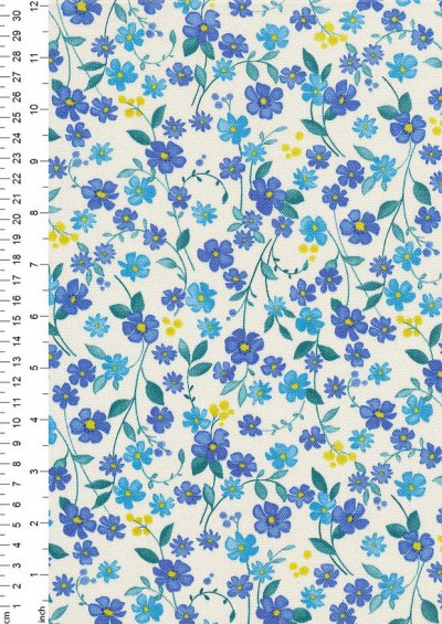 Sevenberry Japanese Fabric - Printed Twill Cottage Garden Blue