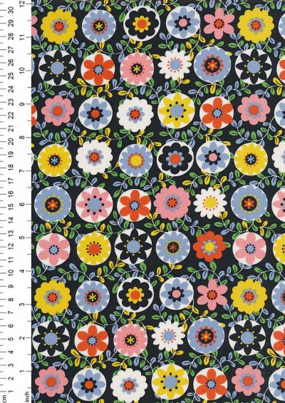 Sevenberry Japanese Fabric - Printed Twill Oops a Daisy Black