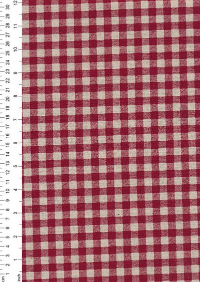 Sevenberry Japanese Fabric - Cotton Linen Mix  Gingham Print Red