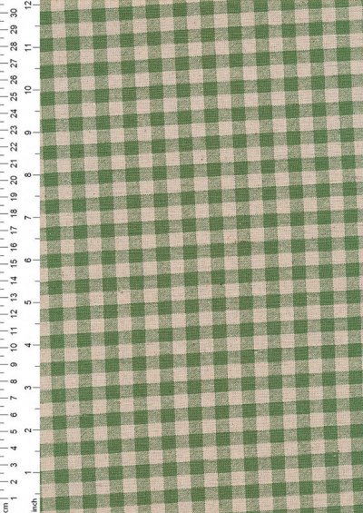Sevenberry Japanese Fabric - Cotton Linen Mix  Gingham Print Green