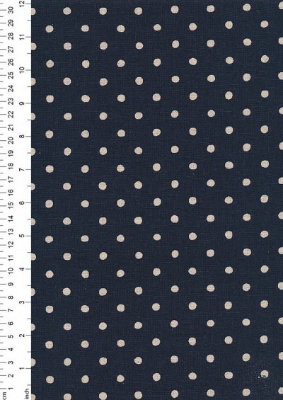 Sevenberry Japanese Fabric - Cotton Linen Mix  Spotty Navy