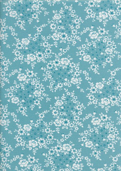 Sevenberry Japanese Fabric - Printed Twill Trellis Turquoise