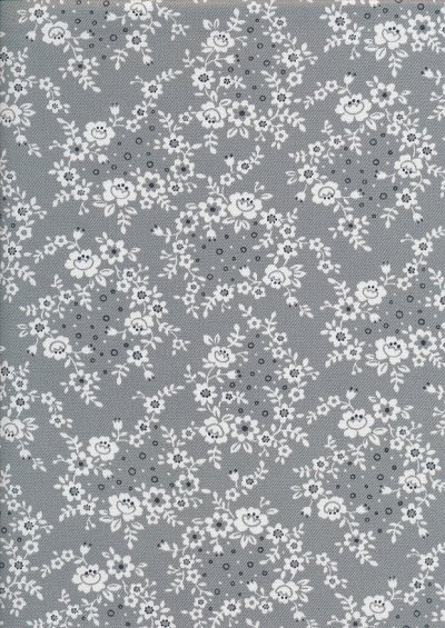 Sevenberry Japanese Fabric - Printed Twill Trellis Grey
