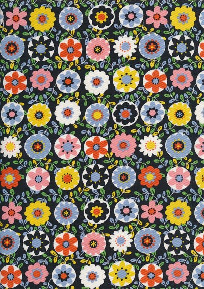 Sevenberry Japanese Fabric - Printed Twill Oops a Daisy Black