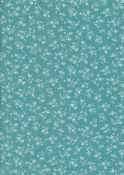Sevenberry Japanese Fabric - Linen Look Cotton Posy Turquoise