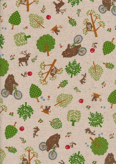 Sevenberry Japanese Fabric - Cotton Linen Mix Woodland Trail Brown, Green