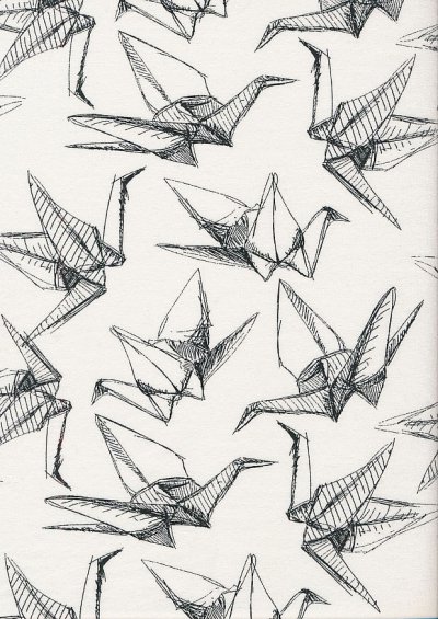 Cotton Jersey - Origami Birds On Cream