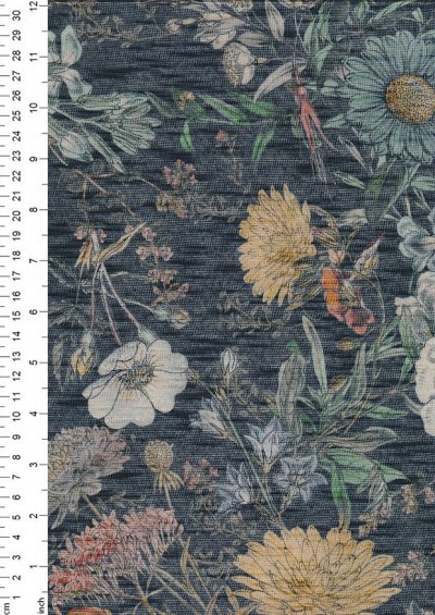 Lady McElroy Digital Print Poly Slub Jersey - Botanic Dusk navy bloom 560
