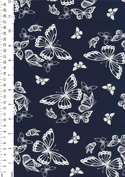RS Textiles Viscose/Spanex Jersey - Butterfly Navy MK879