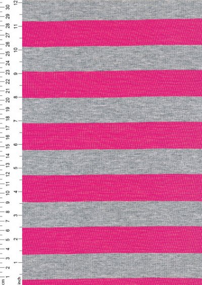 Viscose Jersey - Pink & Grey Stripe
