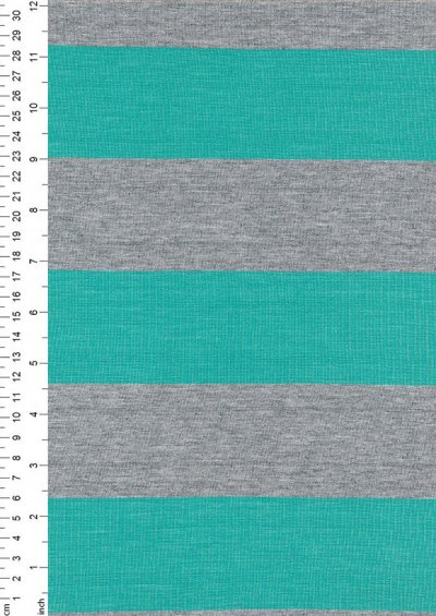 Viscose Jersey - Turquoise & Grey Stripe