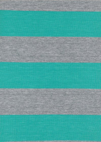 Viscose Jersey - Turquoise & Grey Stripe