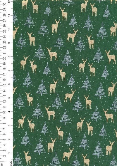 John Louden Christmas Collection - 60" Wide Christmas Trees & Reindeer Green