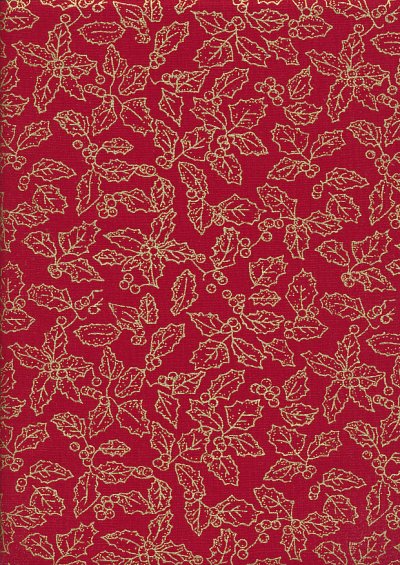 John Louden Christmas Collection - Gilded Holly Red/Gold JLX0030