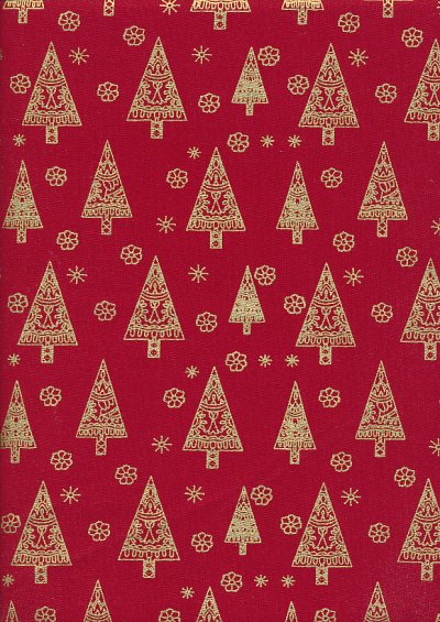 John Louden Christmas Collection - Gilded Nordic Trees Red/Gold JLX0037