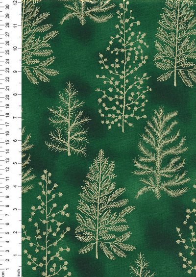 John Louden Christmas Collection - Gold Fern on Green