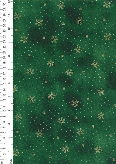 John Louden Christmas Collection - Gold Snowflake on Green