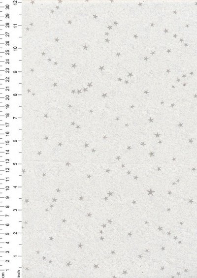 John Louden Christmas Collection - Silver Stars on White Sparkle