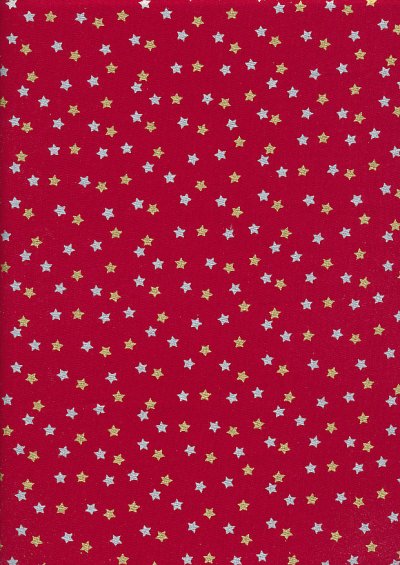 John Louden Christmas Collection - Gold and Silver Stars on Red