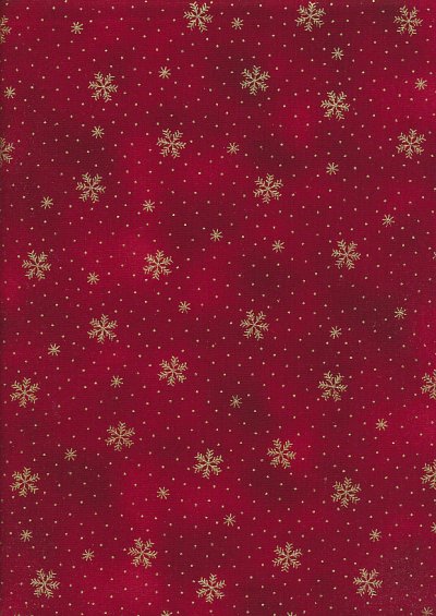 John Louden Christmas Collection - Gold Snowflakes on Red