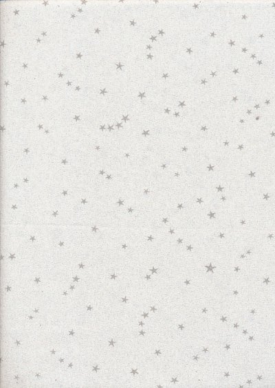 John Louden Christmas Collection - Silver Stars on White Sparkle
