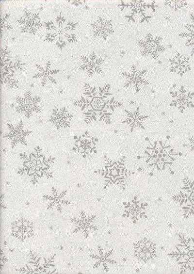 John Louden Christmas Collection - Silver Snowflake on Sparkle Ivory
