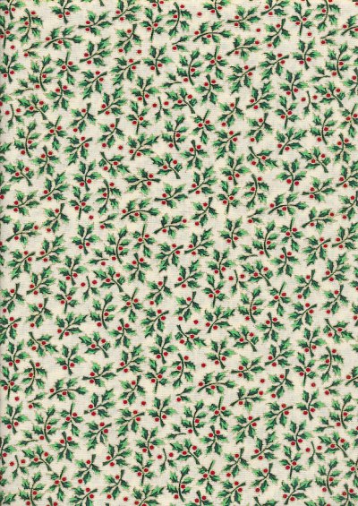 John Louden Christmas Collection - Holly on Ivory