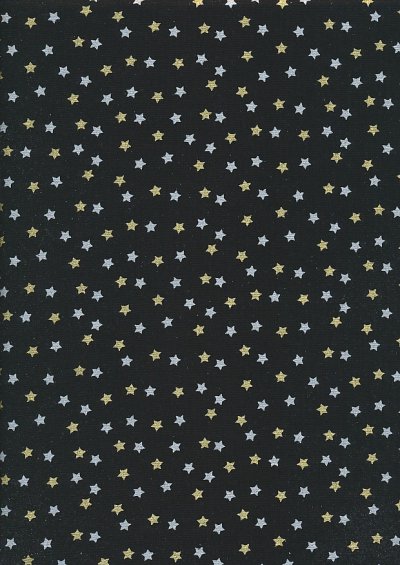 John Louden Christmas Collection - Gold and Silver Stars on Black