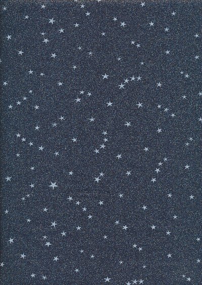 John Louden Christmas Collection - White Stars on Navy Sparkle