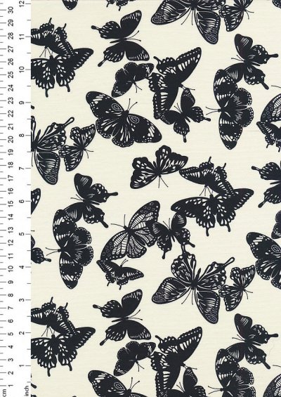 Quality Cotton Print - Butterfly Silhouette Ivory