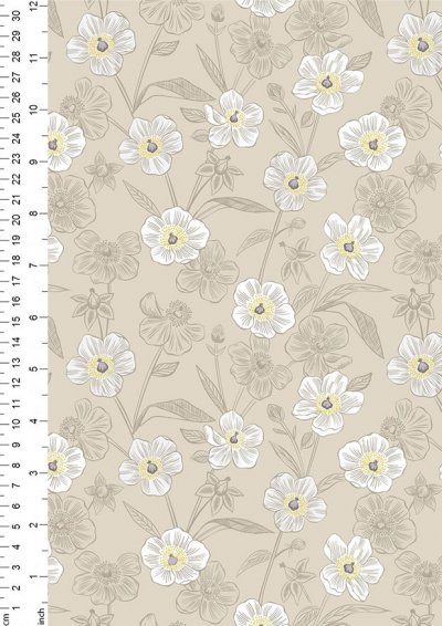 Lewis & Irene - Botanic Garden A455.1 Rambling floral on dark cream