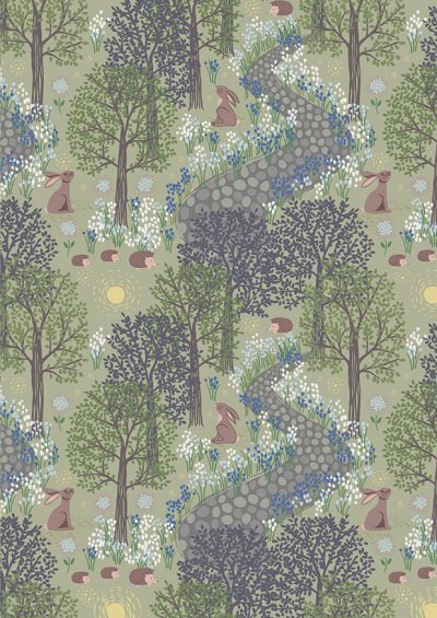 Lewis & Irene - Bluebell Wood Reloved A636.2 - Bluebell wood on sage green