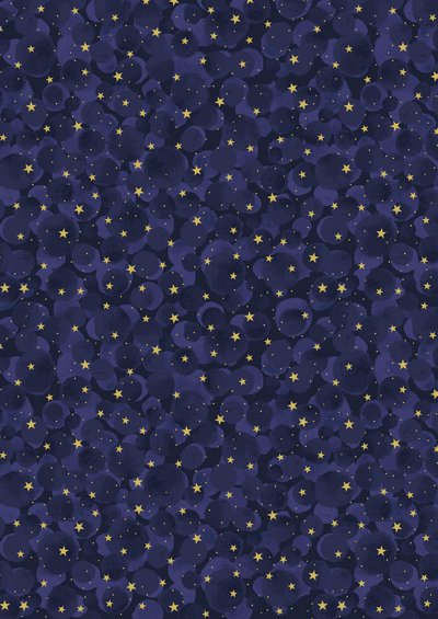 Lewis & Irene - Celestial Celestial midnight blue Bumbleberries with gold metallic - A755.2