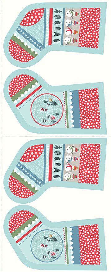 Lewis & Irene - Christmas Panels C39.1 - Snow day stockings icy blue