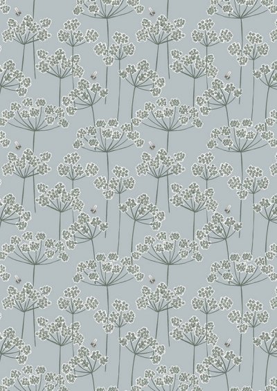 Lewis & Irene - Country Life Reloved A95.1 - Cow parsley & bee on grey