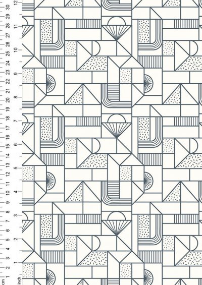 Lewis & Irene - Forme A411.1 - All over geometric navy on cream