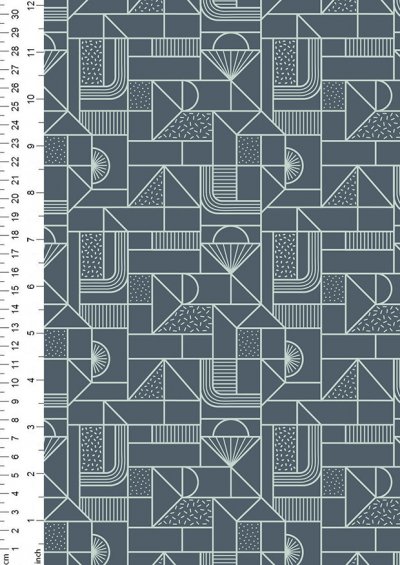 Lewis & Irene - Forme A411.3 - All over geometric soft blue on navy