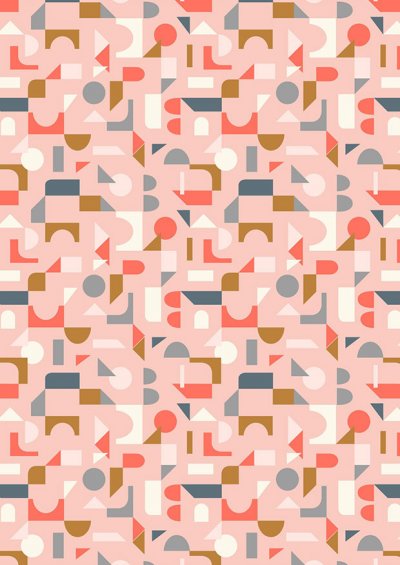 Lewis & Irene - Forme A412.2 - Scattered geometric on blush pink