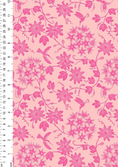 Lewis & Irene - Hibiscus Hummingbird A595.2 - Hummingbird mono on pink
