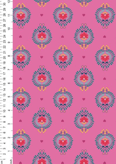 Lewis & Irene - Maya A385.2 - Heart Floral On Pink