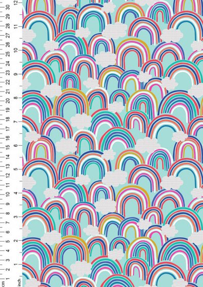 Lewis & Irene - Over The Rainbow A441.4 - All over rainbow on light turquoise