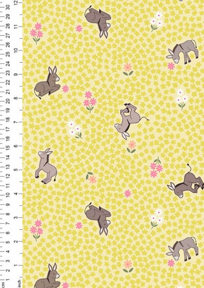 Lewis & Irene - Piggy Tales A535.1 dinky donkey on yellow