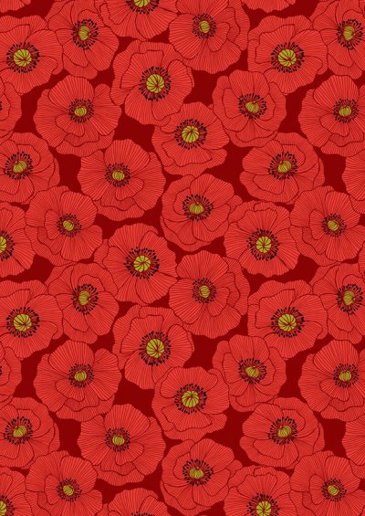 Lewis & Irene - Poppies A554.2 - Large poppy on red